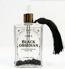 Black Obsidian Gemstone Body Oil — Protection & Grounding Shimmer Oil with Amber & Vanilla - by Circe Boutique