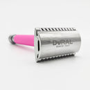 Dural Heavy Stroud Head Double Edge Safety Razor Duty Pink/Silver + Pouch Safety Razor Pasteur Pharmacy 