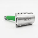 Dural Heavy Stroud Head Double Edge Safety Razor Duty Green/Silver + Pouch Safety Razor Pasteur Pharmacy 
