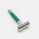 Dural Heavy Stroud Head Double Edge Safety Razor Duty Sea Green/Silver + Pouch Safety Razor Pasteur Pharmacy 