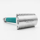 Dural Heavy Stroud Head Double Edge Safety Razor Duty Sea Green/Silver + Pouch Safety Razor Pasteur Pharmacy 