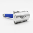 Dural Heavy Stroud Head Double Edge Safety Razor Duty Blue/Silver + Pouch Safety Razor Pasteur Pharmacy 