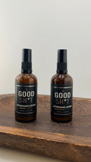 The Good Sh*t: Two aftershave lotion bottles on a wooden surface