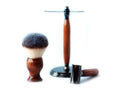 Mahogany Wood Hand Crafted Shave Set with Gunmetal Safety Razor, 26mm Lather Brush, and Matching Shave Stand Shaving Kit CreationsByWill 