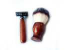 Mahogany Wood Hand Crafted Shave Set with Gunmetal Safety Razor, 26mm Lather Brush, and Matching Shave Stand Shaving Kit CreationsByWill 