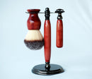 Aromatic Red Cedar Wood Hand Crafted Shave Set, safety razor, 26mm lather brush and a matching shave stand. Shaving Kit CreationsByWill 
