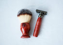 Aromatic Red Cedar Wood Hand Crafted Shave Set, safety razor, 26mm lather brush and a matching shave stand. Shaving Kit CreationsByWill 