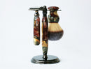 Buckeye Burl Wood Hand Crafted Shave Set with 'Chameleon' Resin safety razor, 26mm lather brush and a matching shave stand. Shaving Kit CreationsByWill 