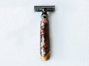 Buckeye Burl Wood Hand Crafted Shave Set with 'Chameleon' Resin safety razor, 26mm lather brush and a matching shave stand. Shaving Kit CreationsByWill 