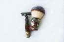 Buckeye Burl Wood Hand Crafted Shave Set with 'Chameleon' Resin safety razor, 26mm lather brush and a matching shave stand. Shaving Kit CreationsByWill 