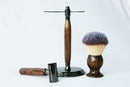 Walnut Wood Hand Crafted Shave Set with Gunmetal Safety Razor Shaving Kit CreationsByWill 