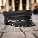 Biker Cap Soft Studded Flat Cap - by Mascorro Leather