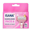 Isana 6 Blade Refill Razor Blades for Women - Smooth Shave, Sensitive Skin, Close & Comfortable Hair Removal - 4 Cartridges