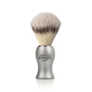 Titan Silver Brushed Aluminum Lathering Brush with Synthetic Silvertip Badger Shaving Brush Antica Barberia Mondial US 