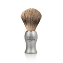 Titan Silver Brushed Aluminum Lathering Brush with Best Badger Shaving Brush Antica Barberia Mondial US 