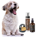 THE TOOL KIT | Complete waterless dog grooming set. Includes foaming shampoo, moisturizing balm & grooming brush. Artisan Pet Products PRIDE+GROOM 