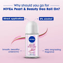 Nivea Pearl and Beauty Deo Roll On With Pearl Extracts & Avocado Oil 48 H Smooth & Beautiful Underarms 0% Alcohol Deodorant Dista 