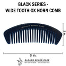 Wide Tooth Ox Horn Comb Beard Combs and Brushes Badass Beard Care 