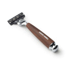 Brown Handle Razor featuring Gillette Mach3 Blade Cartridge Razor Hawkins & Brimble COM 