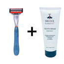 Cartridge Razor Handle (fits 5-Blade and 3-Blade) Cartridge Razor Shave Essentials BLUE Razor + Shave Cream 