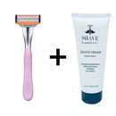Cartridge Razor Handle (fits 5-Blade and 3-Blade) Cartridge Razor Shave Essentials PINK Razor + Shave Cream 