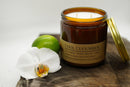 Cool Cucumber Soy Wax Candle | 16 oz Double Wick Amber Apothecary Jar Candle Prairie Fire Tallow, Candles, and Lavender 
