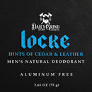 Locke Natural Deodorant for Men - Cedar & Leather - by Daily Grind Beard Co.