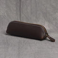 The Paavo Leather Pen Case | Leather Makeup Pouch STEEL HORSE LEATHER Dark Brown 