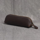 The Paavo Leather Pen Case | Leather Makeup Pouch STEEL HORSE LEATHER Dark Brown 