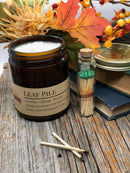 Leaf Pile Soy Wax Candle | 9 oz Amber Apothecary Jar Candle Prairie Fire Tallow, Candles, and Lavender 