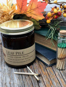 Leaf Pile Soy Wax Candle | 9 oz Amber Apothecary Jar Candle Prairie Fire Tallow, Candles, and Lavender 