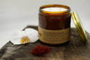 Leather Shop Soy Wax Candle | 16 oz Double Wick Amber Apothecary Jar Candle Prairie Fire Tallow, Candles, and Lavender 