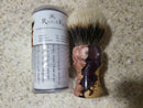 RasurKult 24mm bulb 2band badger Hybrid resin and stabilized burl Shaving Brush Soapysuds 