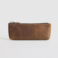 The Pallavi | Handmade Leather Pencil Case - Leather Makeup Bag STEEL HORSE LEATHER Brown 