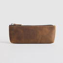 The Pallavi | Handmade Leather Pencil Case - Leather Makeup Bag STEEL HORSE LEATHER Brown 