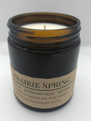 Scented Soy Wax Candle (8.0 oz) 50-60 Hour Burn Time, Cotton Wick, Amber Glass Jar, Grown and Made in USA - Candle Prairie Fire Tallow, Candles, and Lavender Prairie Spring 
