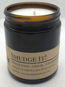 Scented Soy Wax Candle (8.0 oz) 50-60 Hour Burn Time, Cotton Wick, Amber Glass Jar, Grown and Made in USA - Candle Prairie Fire Tallow, Candles, and Lavender Smudge It! 