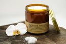Seaside Orchid Soy Wax Candle | 16 oz Double Wick Amber Apothecary Jar Candle Prairie Fire Tallow, Candles, and Lavender 